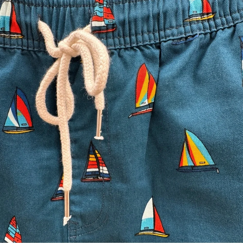 Forever 21 Teal Sailboat Print Swim Trunks Men’s Medium - Picture 2 of 7